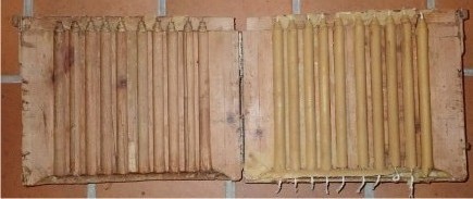 Moule à bougies en bois